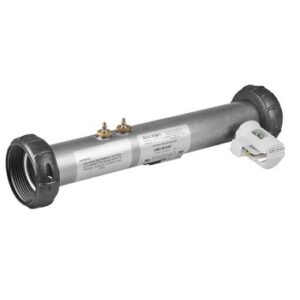 Calentador de acero inoxidable Balboa de 3kW con puerto roscado lateral para la instalación de un presostato de seguridad.