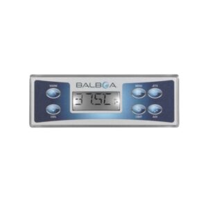 Panel de control Balboa TP500 con pantalla LCD y 5 botones para spas y jacuzzis.