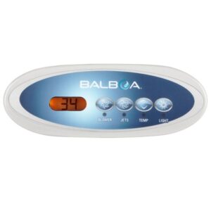 Panel de control Balboa VL240 ovalado con pantalla LCD y 4 botones para spa.