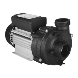 Bomba de circulación Balboa 1031030 original con cuerpo de motor de aluminio y cabezal de polímero negro.