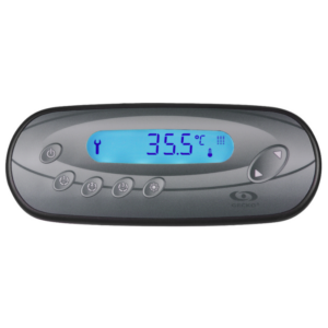 Panel de control Gecko in.k450 para spa y jacuzzi con pantalla LCD y 6 botones.