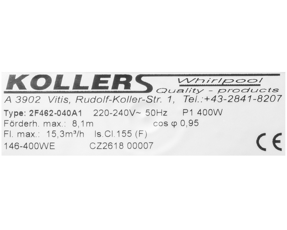 Bomba Koller de 0.54 HP para spa con aspiración baja