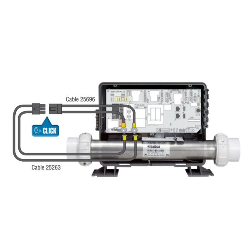 Cable de conexión eléctrica Balboa Plug N' Click con terminales de alta seguridad y cabezal de plástico reforzado para calentadores de spa