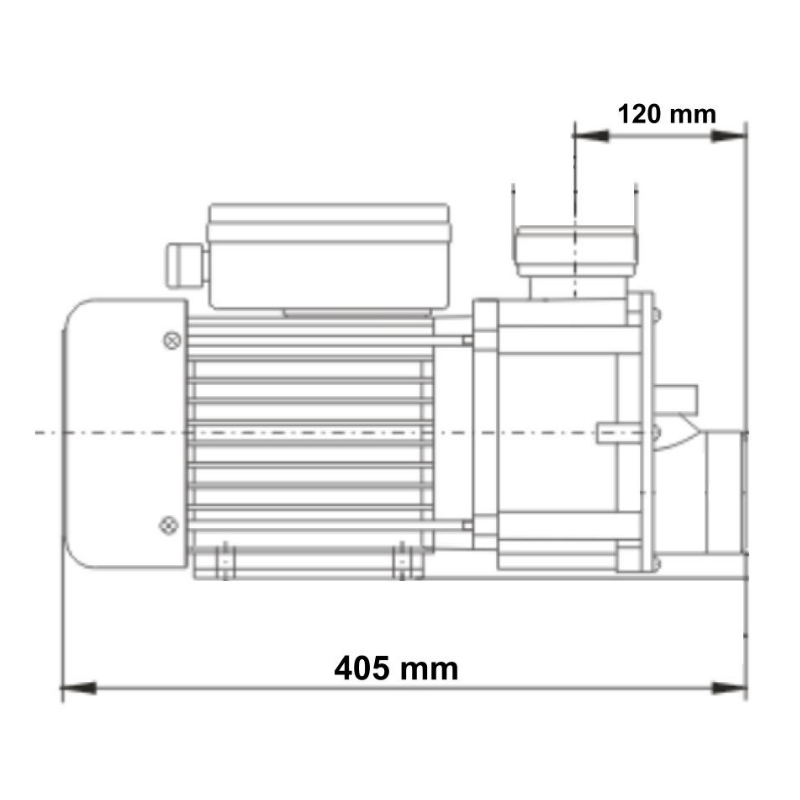 Bomba LX Whirlpool LP150 de 1.5 HP y una velocidad para hidromasaje y spas, vista lateral en negro mate.