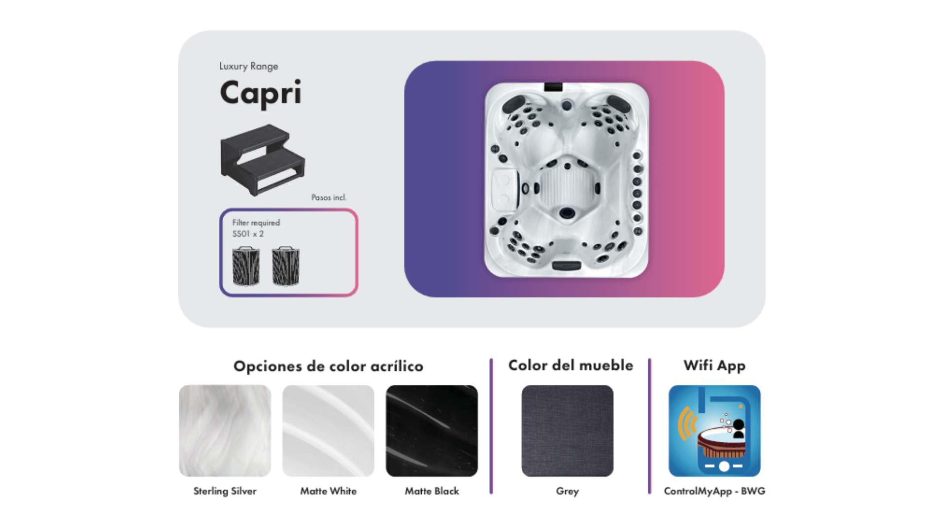 Ficha técnica de producto Spa Capri en venta en la ciudad de Zaragoza