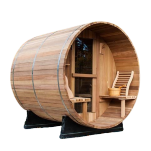 Sauna circular para exterior con capacidad para 4 personas de madera de cicuta